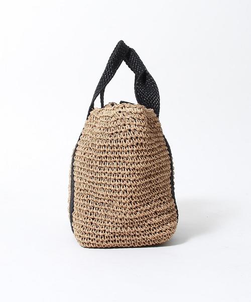 coen（コーエン）の「2WAY ペーパートートバッグＬ（かごバッグ・レディース・ダークブラウン/ベージュ・FREE）」の4枚目の写真