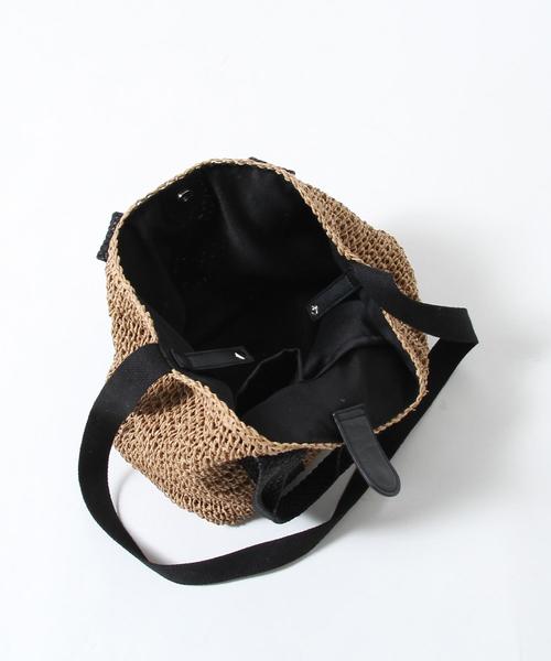 coen（コーエン）の「2WAY ペーパートートバッグＬ（かごバッグ・レディース・ダークブラウン/ベージュ・FREE）」の5枚目の写真