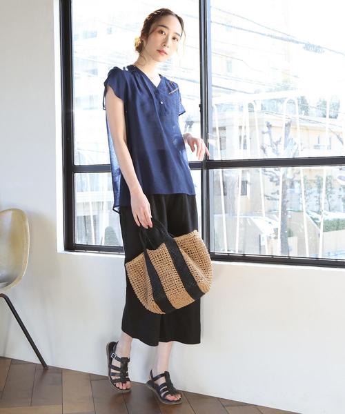 coen（コーエン）の「2WAY ペーパートートバッグＬ（かごバッグ・レディース・ダークブラウン/ベージュ・FREE）」の15枚目の写真