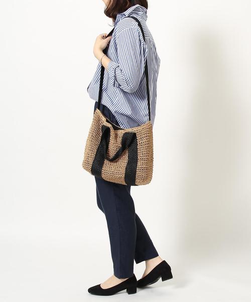 coen（コーエン）の「2WAY ペーパートートバッグＬ（かごバッグ・レディース・ダークブラウン/ベージュ・FREE）」の16枚目の写真