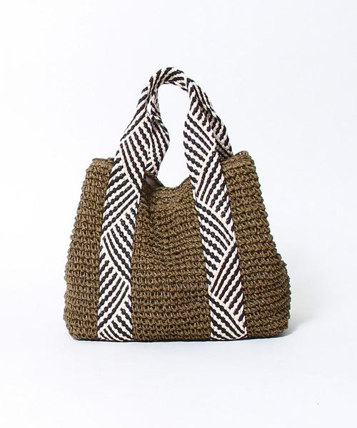 coen（コーエン）の「2WAY ペーパートートバッグＬ（かごバッグ・レディース・ダークブラウン/ベージュ・FREE）」の9枚目の写真