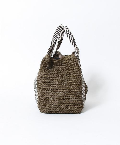 coen（コーエン）の「2WAY ペーパートートバッグＬ（かごバッグ・レディース・ダークブラウン/ベージュ・FREE）」の10枚目の写真