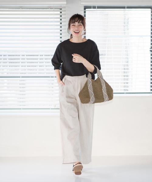 coen（コーエン）の「2WAY ペーパートートバッグＬ（かごバッグ・レディース・ダークブラウン/ベージュ・FREE）」の11枚目の写真