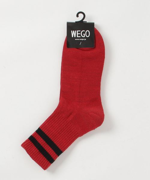 WEGO(ウィゴー)の「WEGO/引き揃え2ラインソックス(ソックス/靴下・メンズ・ブラック/ホワイト/ネイビー/レッド・FREE)」の1枚目の写真