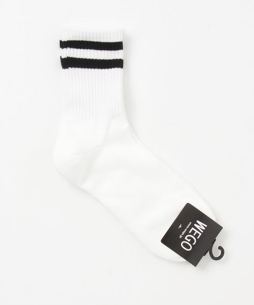 WEGO(ウィゴー)の「WEGO/引き揃え2ラインソックス(ソックス/靴下・メンズ・ブラック/ホワイト/ネイビー/レッド・FREE)」の2枚目の写真