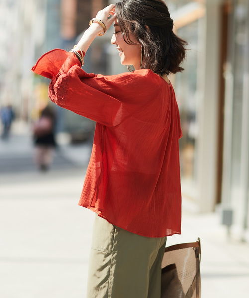 RIVE DROITE（リヴドロワ）の「楊柳レースブラウス（シャツ/ブラウス・レディース・レッド/ブロンズ・FREE）」の10枚目の写真