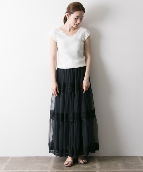 URBAN RESEARCH（アーバンリサーチ）の「【WEB限定】コンパクトリブニット(フレンチスリーブ)（ニット/セーター・レディース・オレンジ系その他/グレー/グリーン/ネイビー/ホワイト・FREE）」の8枚目の写真