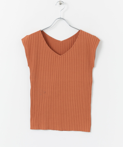 URBAN RESEARCH（アーバンリサーチ）の「【WEB限定】コンパクトリブニット(フレンチスリーブ)（ニット/セーター・レディース・オレンジ系その他/グレー/グリーン/ネイビー/ホワイト・FREE）」の14枚目の写真