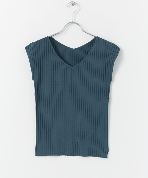 URBAN RESEARCH（アーバンリサーチ）の「【WEB限定】コンパクトリブニット(フレンチスリーブ)（ニット/セーター・レディース・オレンジ系その他/グレー/グリーン/ネイビー/ホワイト・FREE）」の18枚目の写真