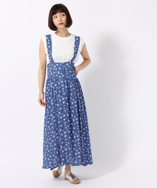 LOWRYS FARM（ローリーズファーム）の「ハナガラハイウエストジャンスカ　795290（ワンピース・レディース・ブラウン/ブルー・MEDIUM/LARGE）」の2枚目の写真