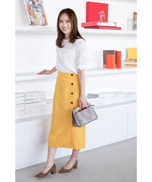 NATURAL BEAUTY BASIC(ナチュラルビューティーベーシック)の「サイドボタンラップ風スカート(スカート・レディース・カーキ/イエロー系その他・SMALL/MEDIUM/X-SMALL)」の10枚目の写真
