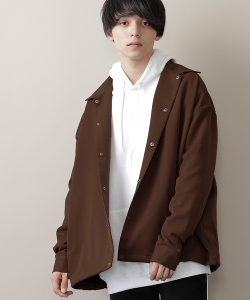 MONO-MART（モノマート）の「T/R ストレッチ スーツ地 スーパービッグ コーチジャケット（その他アウター・メンズ・ブラック/ネイビー/ボルドー/キャメル/グレー系その他/ベージュ系その他/ベージュ系その他2/チャコール/ブラウン・FREE）」の5枚目の写真