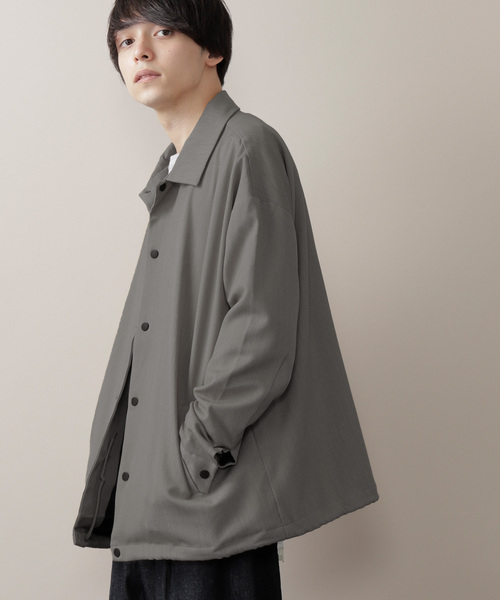 MONO-MART（モノマート）の「T/R ストレッチ スーツ地 スーパービッグ コーチジャケット（その他アウター・メンズ・ブラック/ネイビー/ボルドー/キャメル/グレー系その他/ベージュ系その他/ベージュ系その他2/チャコール/ブラウン・FREE）」の4枚目の写真