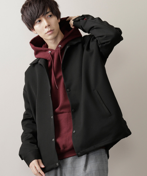 MONO-MART（モノマート）の「T/R ストレッチ スーツ地 スーパービッグ コーチジャケット（その他アウター・メンズ・ブラック/ネイビー/ボルドー/キャメル/グレー系その他/ベージュ系その他/ベージュ系その他2/チャコール/ブラウン・FREE）」の2枚目の写真