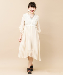 axes femme | レーシープリーツワンピース(ワンピース)