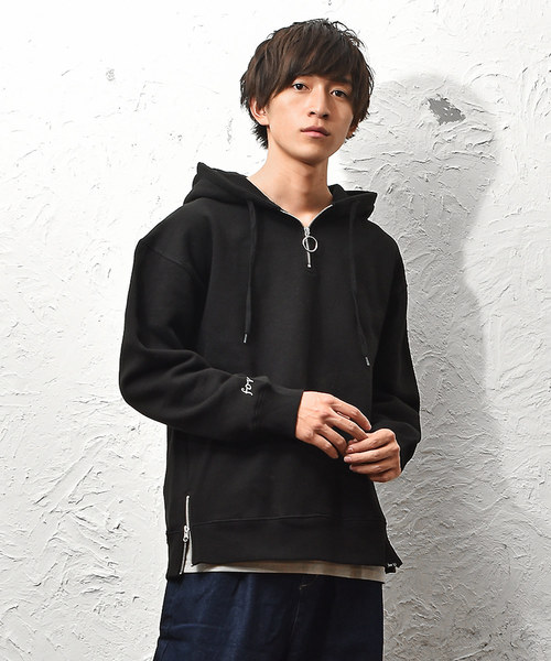 MinoriTY（マイノリティ）の「ハーフZIPあったか裏起毛パーカー（パーカー・メンズ・ブラック/ネイビー/杢グレー・M/L）」の2枚目の写真