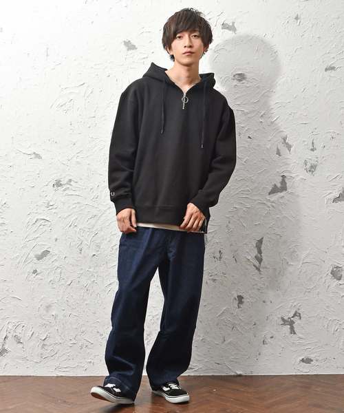 MinoriTY（マイノリティ）の「ハーフZIPあったか裏起毛パーカー（パーカー・メンズ・ブラック/ネイビー/杢グレー・M/L）」の15枚目の写真