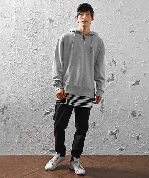 MinoriTY（マイノリティ）の「ハーフZIPあったか裏起毛パーカー（パーカー・メンズ・ブラック/ネイビー/杢グレー・M/L）」の7枚目の写真