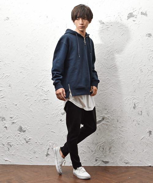 MinoriTY（マイノリティ）の「ハーフZIPあったか裏起毛パーカー（パーカー・メンズ・ブラック/ネイビー/杢グレー・M/L）」の12枚目の写真