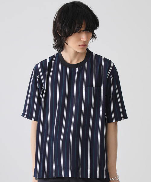 STUDIOUS（ステュディオス）の「【STUDIOUS】ストライプクルーネックプルオーバーTシャツ（Tシャツ/カットソー・メンズ・ブラック/ベージュ/ネイビー・1/2/3）」の17枚目の写真