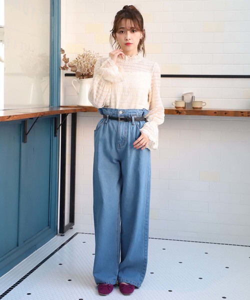 one after another NICE CLAUP（ワンアフターアナザーナイスクラップ）の「フラワーレース トップス（Tシャツ/カットソー・レディース・アイボリー/オフホワイト/モカ・FREE）」の12枚目の写真