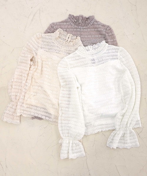 one after another NICE CLAUP（ワンアフターアナザーナイスクラップ）の「フラワーレース トップス（Tシャツ/カットソー・レディース・アイボリー/オフホワイト/モカ・FREE）」の15枚目の写真