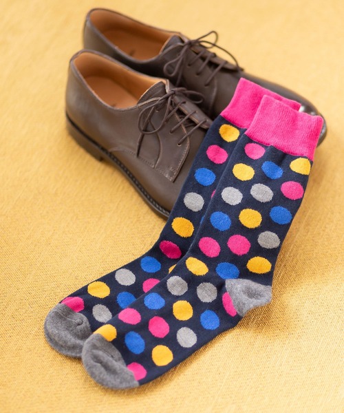 London Shoe Make(ロンドンシューメイク)の「ドット柄 / dot 日本製 メンズソックス / London Shoe Make THE SOCKS 418902(ソックス/靴下・メンズ・ネイビー/ライトブルー・25cm~27cm)」の2枚目の写真