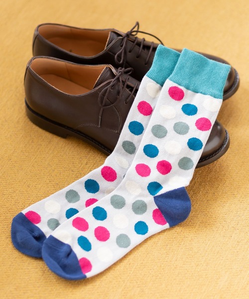 London Shoe Make(ロンドンシューメイク)の「ドット柄 / dot 日本製 メンズソックス / London Shoe Make THE SOCKS 418902(ソックス/靴下・メンズ・ネイビー/ライトブルー・25cm~27cm)」の1枚目の写真