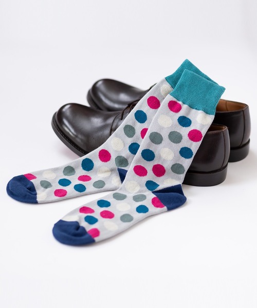 London Shoe Make(ロンドンシューメイク)の「ドット柄 / dot 日本製 メンズソックス / London Shoe Make THE SOCKS 418902(ソックス/靴下・メンズ・ネイビー/ライトブルー・25cm~27cm)」の3枚目の写真