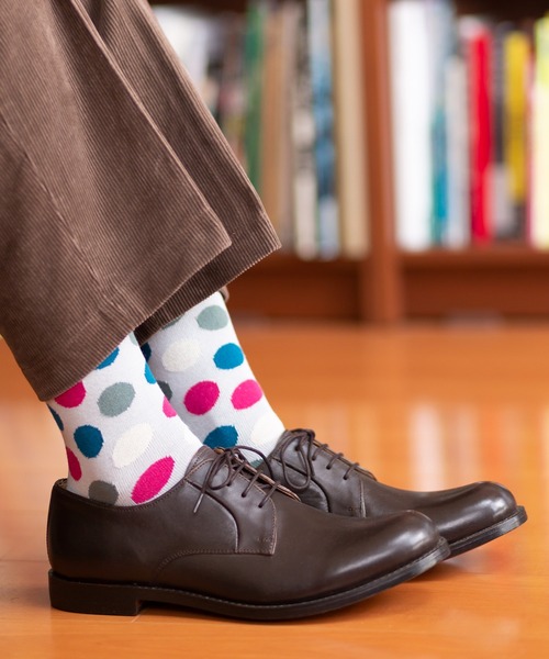London Shoe Make(ロンドンシューメイク)の「ドット柄 / dot 日本製 メンズソックス / London Shoe Make THE SOCKS 418902(ソックス/靴下・メンズ・ネイビー/ライトブルー・25cm~27cm)」の4枚目の写真