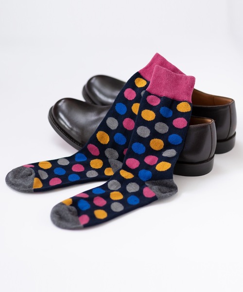 London Shoe Make(ロンドンシューメイク)の「ドット柄 / dot 日本製 メンズソックス / London Shoe Make THE SOCKS 418902(ソックス/靴下・メンズ・ネイビー/ライトブルー・25cm~27cm)」の7枚目の写真