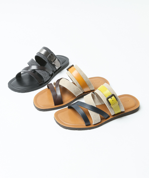 alfredoBANNISTER（アルフレッドバニスター）の「レザー×キャンバスサンダル（サンダル・メンズ・ブラック/ブラウン/ネイビー・39/40/41/42/43）」の7枚目の写真