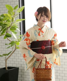 utatane（ウタタネ）の「浴衣3点セット　綿麻　オレンジの金魚（浴衣）」