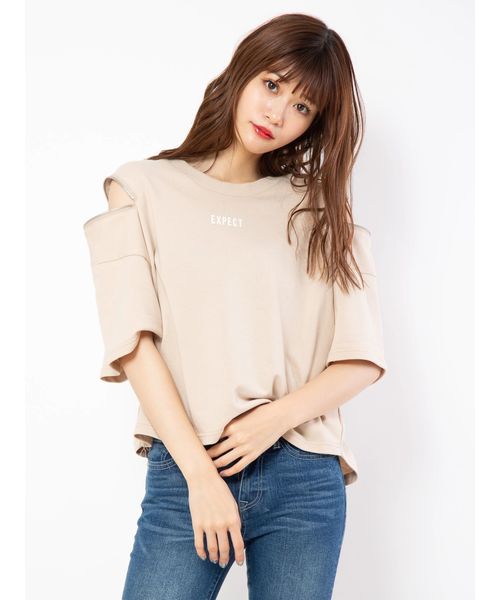 メーカー公式ショップ セール トップス Mcbee セシルマクビー のファッション Tシャツ カットソー チビロゴファスナー付きtops Tシャツ カットソー Cecil