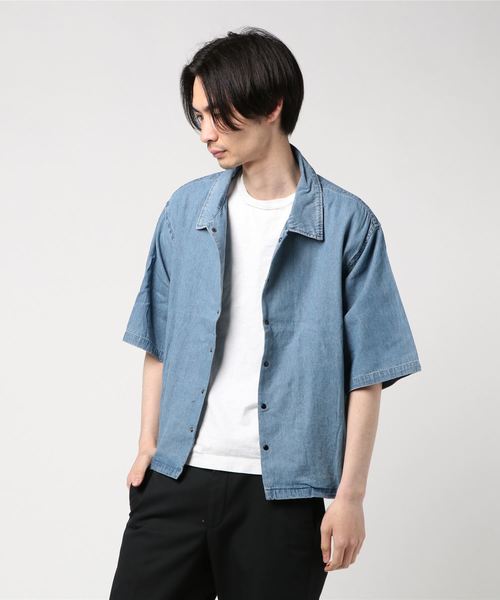 おしゃれスタ(オシャレスタ)の「ビッグシルエットデニム五分袖コーチシャツジャケット(IR)(その他アウター・メンズ・その他/ワンウォッシュ・M/L/XL)」の7枚目の写真