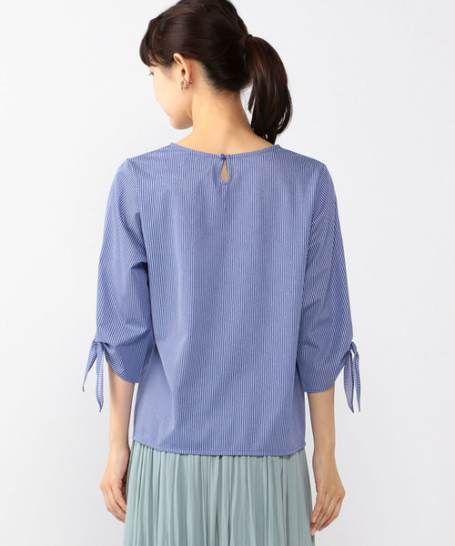 Petit Honfleur(プチオンフルール)の「【COOLER TOUCHシリーズ】リボンスリーブプルオーバー(Tシャツ/カットソー・レディース・ネイビー/ブルー/ベージュ・M size/L size)」の9枚目の写真