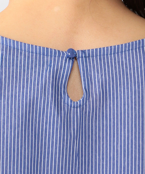 Petit Honfleur(プチオンフルール)の「【COOLER TOUCHシリーズ】リボンスリーブプルオーバー(Tシャツ/カットソー・レディース・ネイビー/ブルー/ベージュ・M size/L size)」の4枚目の写真