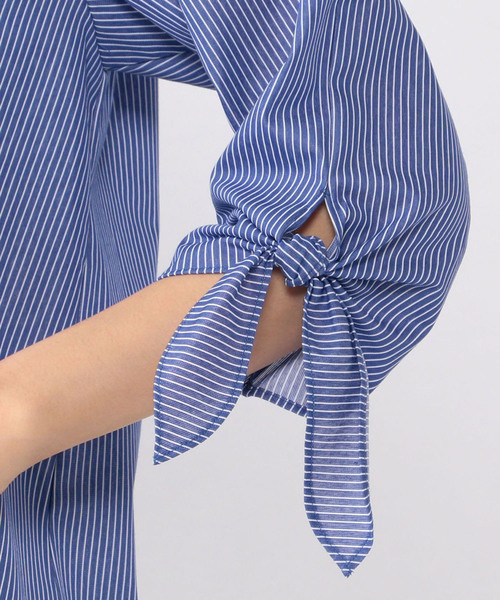 Petit Honfleur(プチオンフルール)の「【COOLER TOUCHシリーズ】リボンスリーブプルオーバー(Tシャツ/カットソー・レディース・ネイビー/ブルー/ベージュ・M size/L size)」の12枚目の写真