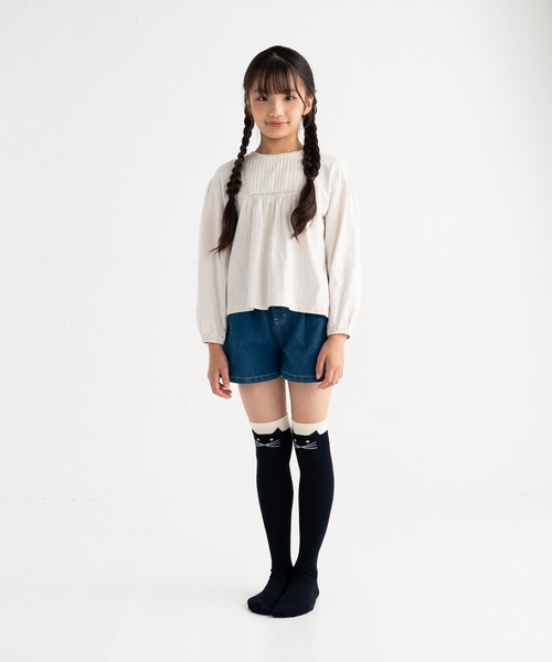 stample(スタンプル)の「ネコ ニーハイソックス(ソックス/靴下・キッズ・ブラック/ネイビー・LL/M/L)」の1枚目の写真