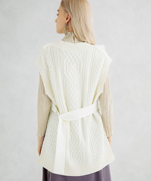 UNITED TOKYO（ユナイテッドトウキョウ）の「フリンジニットベスト（ニット/セーター・レディース・ホワイト/ブラック・1）」の10枚目の写真