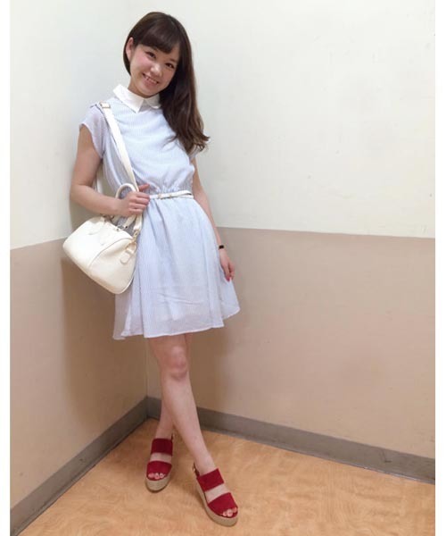 Chico(チコ)の「ストライプ衿付シャツOP(ワンピース・レディース・ブルー・FREE)」の14枚目の写真