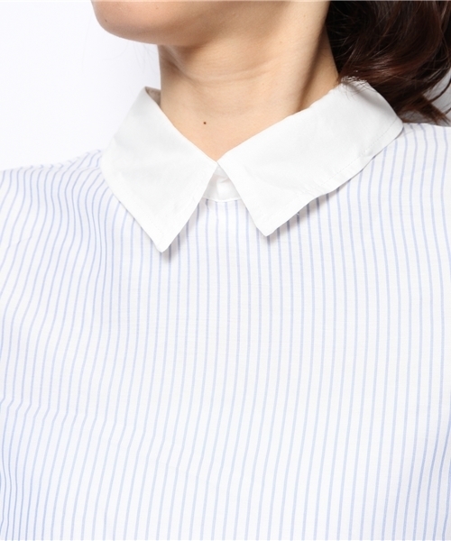 Chico(チコ)の「ストライプ衿付シャツOP(ワンピース・レディース・ブルー・FREE)」の7枚目の写真