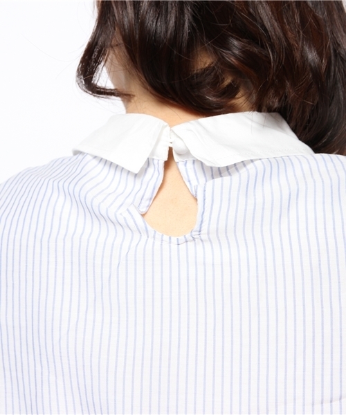 Chico(チコ)の「ストライプ衿付シャツOP(ワンピース・レディース・ブルー・FREE)」の8枚目の写真