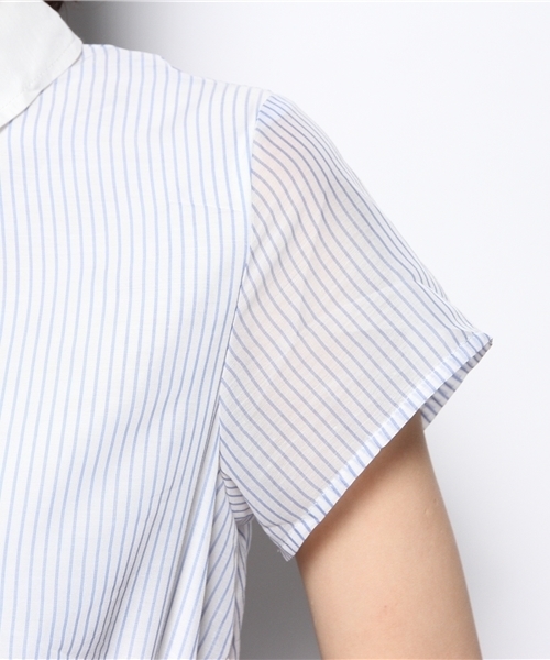 Chico(チコ)の「ストライプ衿付シャツOP(ワンピース・レディース・ブルー・FREE)」の9枚目の写真