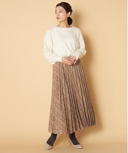 HELIOPOLE（エリオポール）の「アコーディオンプリーツスカート/YUNSAボイルチェック（スカート・レディース・ブラウン系その他/ブルー系その他・38/36）」の12枚目の写真