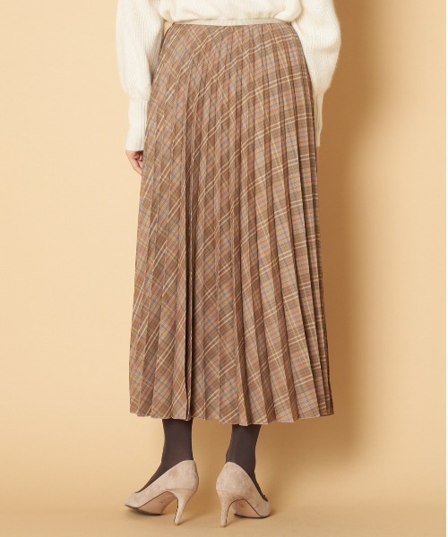HELIOPOLE（エリオポール）の「アコーディオンプリーツスカート/YUNSAボイルチェック（スカート・レディース・ブラウン系その他/ブルー系その他・38/36）」の9枚目の写真