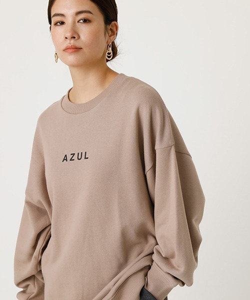 AZUL by moussy（アズールバイマウジー）の「AZUL SWEAT TUNIC/アズールスウェットチュニック（Tシャツ/カットソー・レディース・オフホワイト/ブラック/ベージュ・MEDIUM/SMALL）」の3枚目の写真
