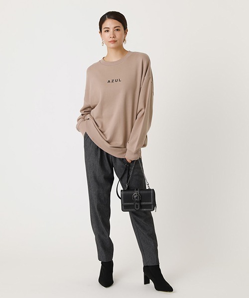 AZUL by moussy（アズールバイマウジー）の「AZUL SWEAT TUNIC/アズールスウェットチュニック（Tシャツ/カットソー・レディース・オフホワイト/ブラック/ベージュ・MEDIUM/SMALL）」の4枚目の写真
