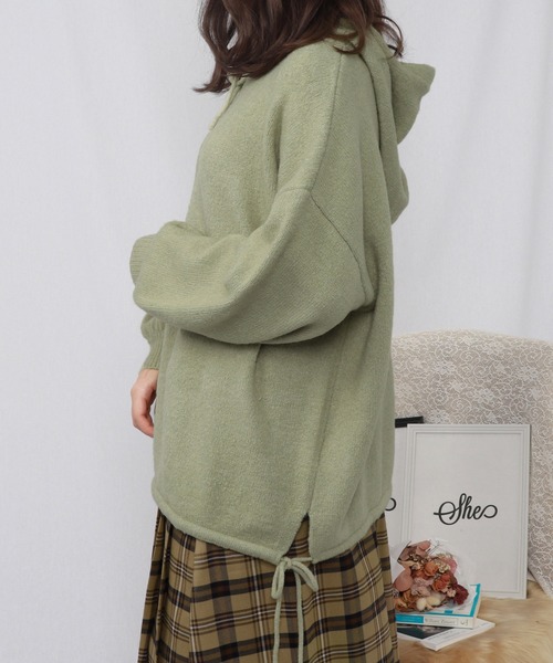 PairPair(ペアペア)の「もちもちニットパーカー(パーカー・レディース・ライトピンク/ライトグリーン/アイボリー・FREE)」の5枚目の写真