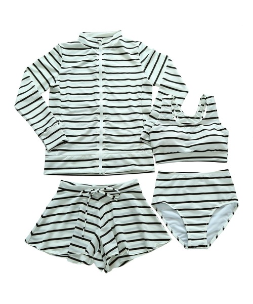 セール】ラッシュガード ショートパンツ付きビキニ水着4点セット（水着